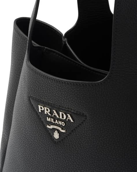 prada tessuto pelle stampato nero|Borse Prada in Pelle Nero .